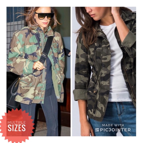 Isabel Correa Jackets & Blazers - CAMO ARMY JACKET with Pockets Zipper & Snaps NEW
